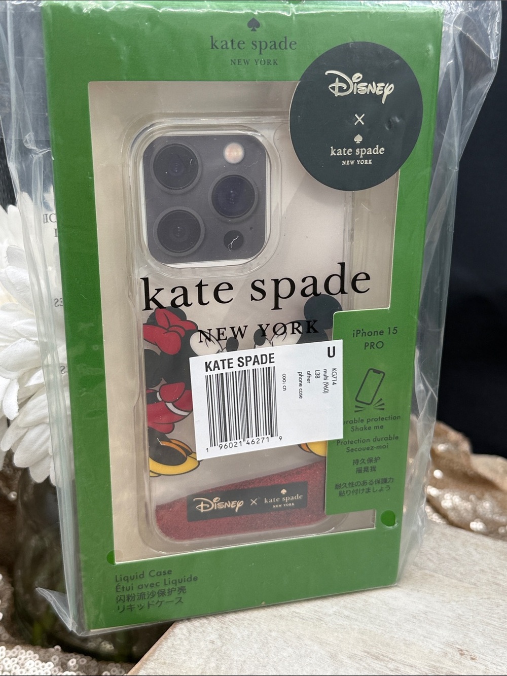 kate spade New York Clear Disney X iPhone 15 liquid Pro Case